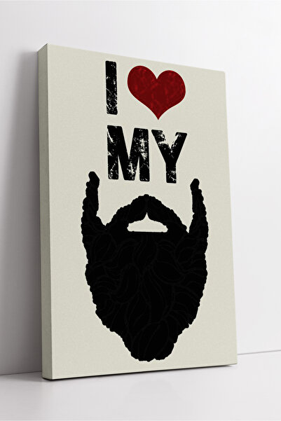 KOSS Dijital Tablou de pânză cu scrisul „I Love My Beard” în stil retro, deco...