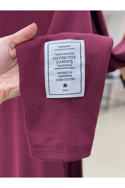 MİHRA STORE Φόρεμα Αλέσια Ρέγκλαν με λογότυπο στο μανίκι-NA2368 Βουργουνδία