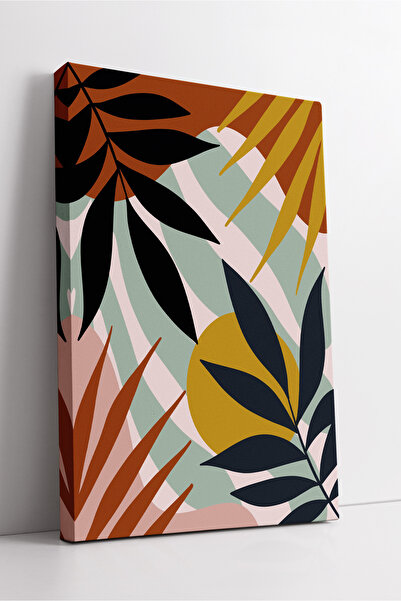 KOSS Dijital Tablou de pânză cu model de frunze abstracte colorate – Decorați...