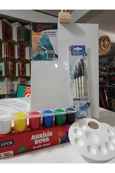 gebzeli Akrilik Başlangıç seti Şövale+Tuval+Fırça Seti+Boya+Palet 5li stoklar...