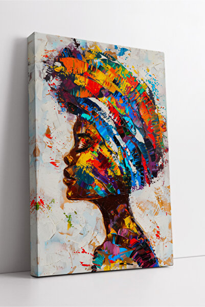 KOSS Dijital Siluetă de femeie africană cu modele colorate, pictură pe pânză ...