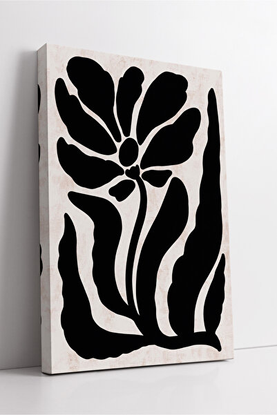 KOSS Dijital Siluetă de flori negre, pictură minimalistă pe pânză în stil boh...