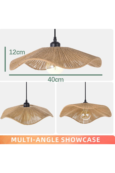 Sumkyle 40cm Small Boho Woven Twine Pendant Light Modern Ceiling Hanging Light Handwoven Chandelier