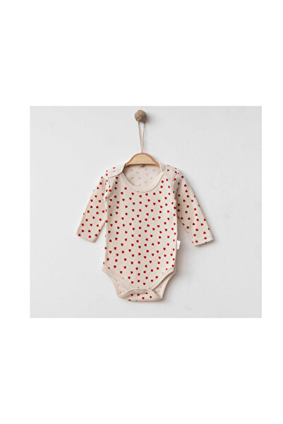 Nayinom %100 Pamuk Kalp Baskılı İp Askılı Badi | Yumuşak ve Esnek Bebek Badi