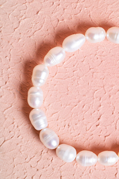 OSMANLI DOĞAL TAŞ Certified Pearl Misinal Silver Apparatus Natural Stone Bracelet (Sk:055)