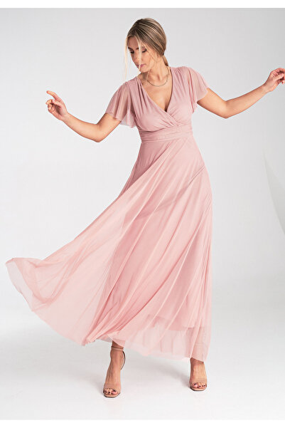 Figl Mesh maxi dress – Butterfly dress – pink dress M1103 size S/M