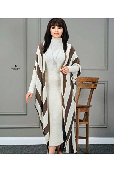 Cemre Life New Deux Striped Knit Poncho