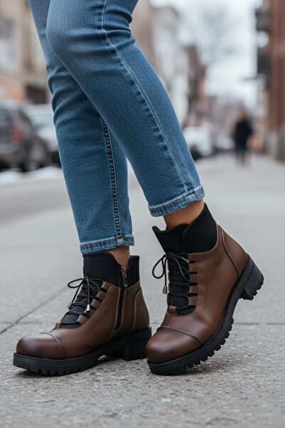 Y&D Shoes 2025 New Season Women's Stylish Boots Zippered Lace-Up Thick Sole