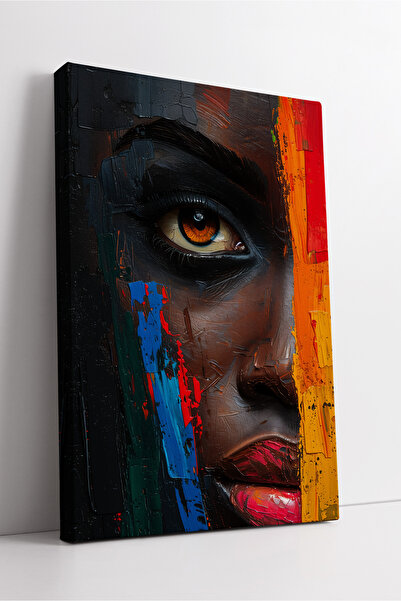 KOSS Dijital Абстрактно портретно изкуство на женско лице, покрито с цветни б...
