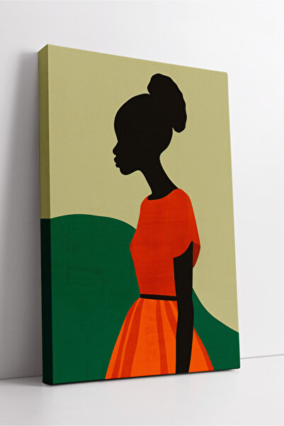 KOSS Dijital Μοντέρνα μινιμαλιστική ζωγραφική σε καμβά με σιλουέτα αφρικανής ...