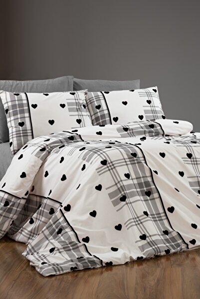 GARDEN ROOM Elegance Black Heart Double Cotton Duvet Cover Set