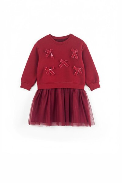 Monila Πρωτοχρονιάτικο φόρεμα για κορίτσια με κορδέλα και λεπτομέρεια από τούλι