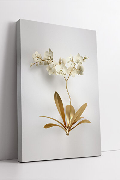 KOSS Dijital Pictură pe pânză cu flori de orhidee aurie, artă minimalistă de ...