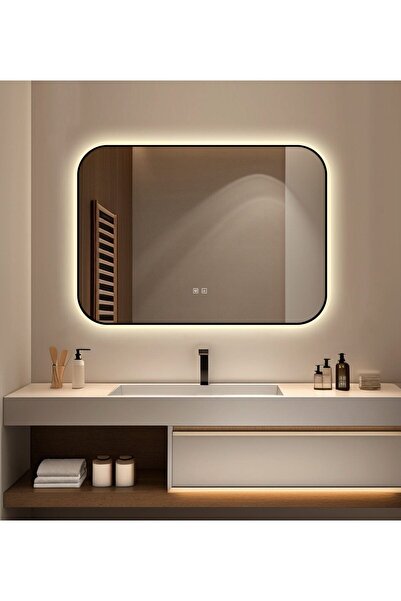 Smack Oglindă LED cu funcție tactilă și de dezaburire – ramă neagră, 90x65 cm...