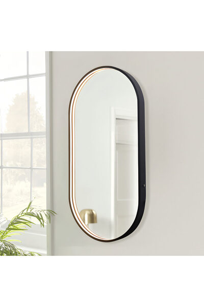 Smack Oglindă de baie Elit's Premium cu LED și dezaburire – 50 × 90 cm, ramă neagră