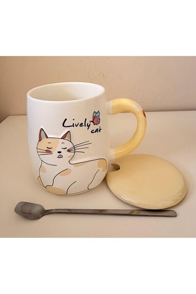 Tutku كوب سوبريزجيفت مع غطاء وملعقة