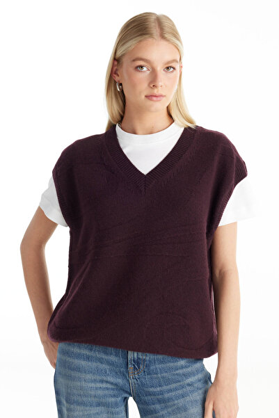 Ted Baker BORDO YÜNLÜ JAKARLI SÜVETER