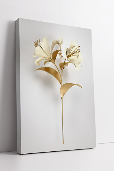 KOSS Dijital Pictură pe pânză cu flori de crin auriu, decor de perete cu desi...