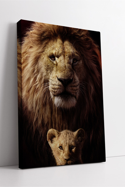 KOSS Dijital Pictură pe pânză cu leu și cățeluș, simbol al puterii și a iubir...