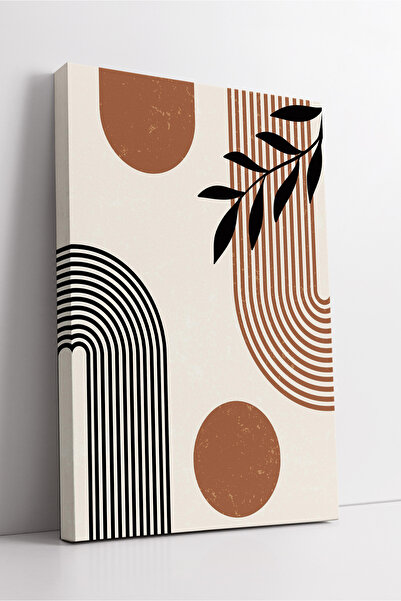 KOSS Dijital Pictură pe pânză cu model geometric Boho Minimal Decor modern de perete în tonuri de cafea neagră