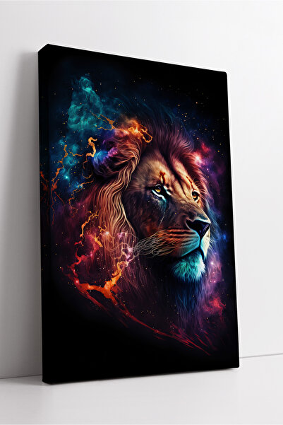 KOSS Dijital Pictură pe pânză cu leu colorat cosmic, cu tematică de galaxie s...