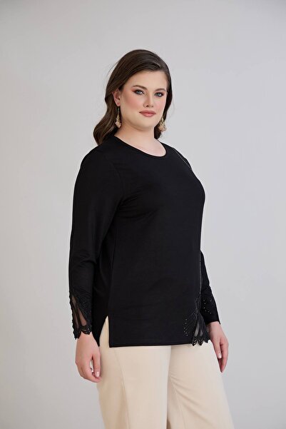 TUSSE Elegant Women's Lace Embroidered Plus Size Blouse