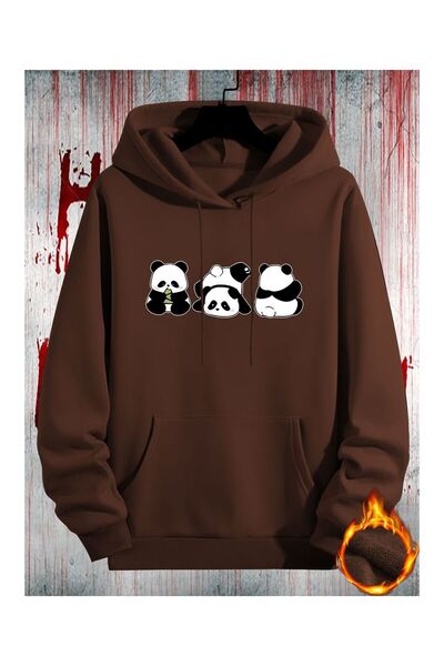 Jakinta Outdoors Unisex Kapüşonlu Baskılı Kanguru Cepli Şardonlu Sweatshirt