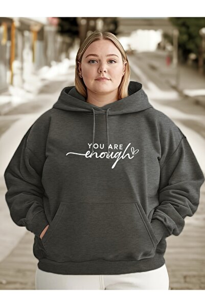 Lider Leather Unisex Kapüşonlu Baskılı Kanguru Cepli Şardonlu Sweatshirt