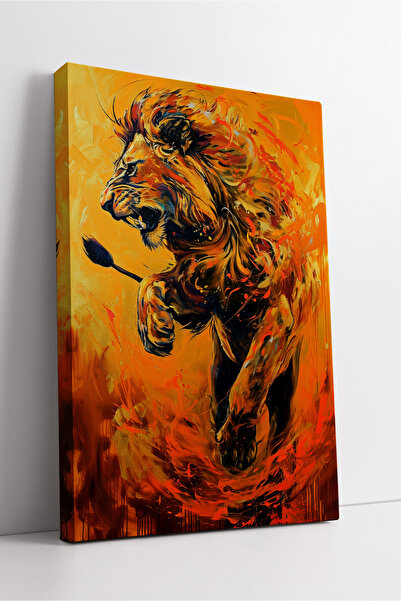 KOSS Dijital Pictură pe pânză cu leu în flacără, opera de artă modernă care r...