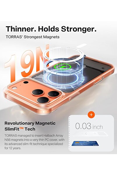 TORRAS SlimFit-Mag Case for 17 Pro Max (6.9", 2025) - Ultra-Thin MagSafe Compatible, Clear