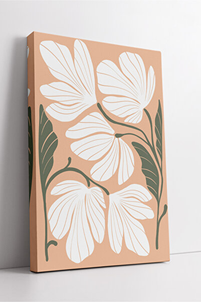 KOSS Dijital Tone de piersică cu model de flori albe în stil natural minimali...