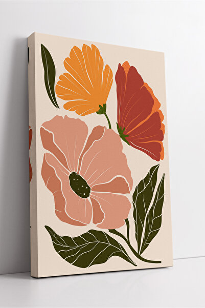 KOSS Dijital Πίνακας σε καμβά με μοτίβο λουλουδιών σε χρώματα πορτοκαλί και σ...