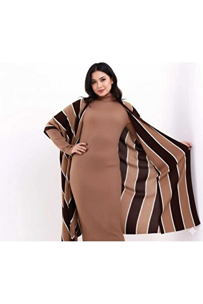 Cemre Life New Deux Striped Knit Poncho