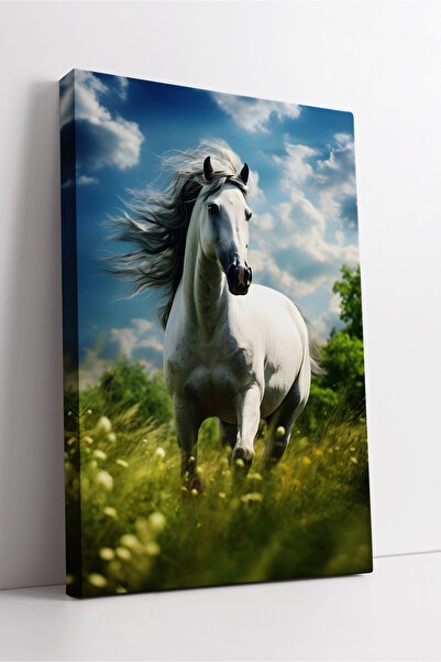 KOSS Dijital Εικόνα σε καμβά με λευκό άλογο που αντικειμενοποιεί την ελευθερί...