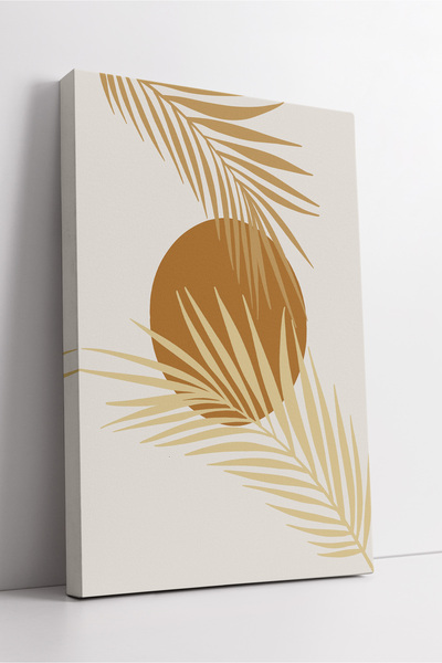 KOSS Dijital Pictură pe pânză cu model de palmieri și soare pe fundal bej – D...