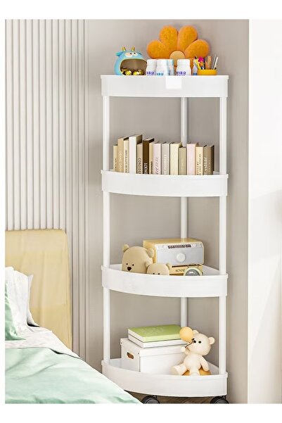 Generic 4-Tier Storage Cart Triangle Corner Shelf Rack Rolling Cart Organizer Shelving Cart with Wheels