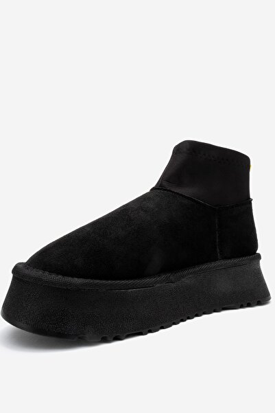 LuviShoes Ovar Black Suede Scuba Platform Sole Women's Boots