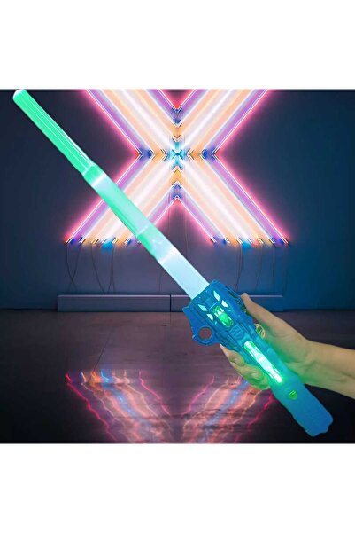 LRS STORE Pilli Işıklı Hareket Sensörlü Sesli Samuray Kılıcı Katlanır Oyuncak Işın Kılıç 60 cm