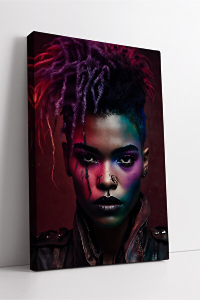 KOSS Dijital Portret de femeie africană cu păr colorat în stil pop art pictur...