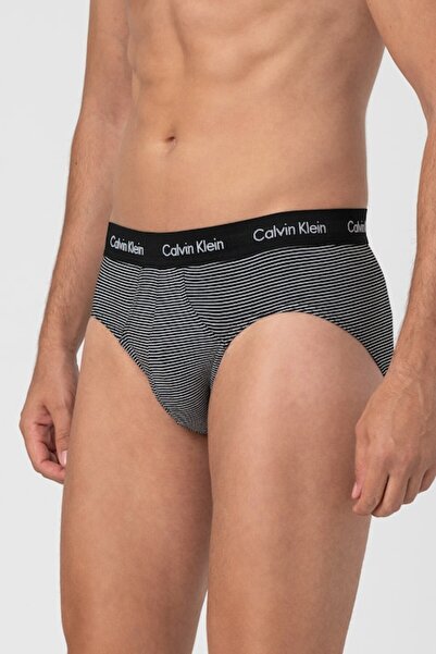 Calvin Klein - 3-pack briefs with logo waistband, Black/White/Dark Grey, L