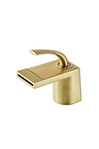 Trendy's TRENDY S washbasin mixer, waterfall type, bathroom sink mounting, Gold