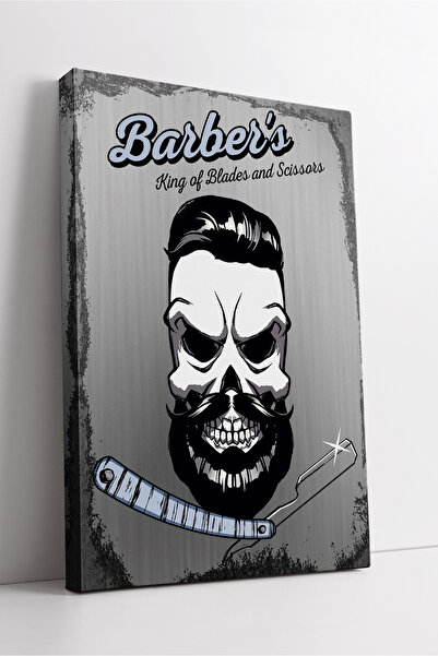 KOSS Dijital Tablou de pânză cu scrisul „Barber’s King Of Blades” gri metalic...