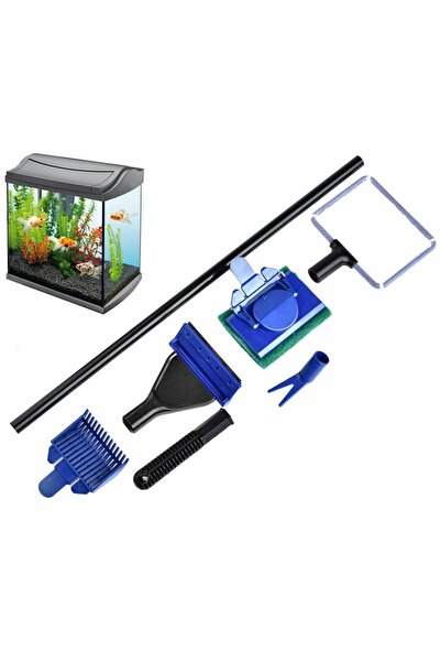 zola Kit multifuncțional de curățare a acvariului, 5 vârfuri înlocuibile, plastic, 8 bucăți, albastru