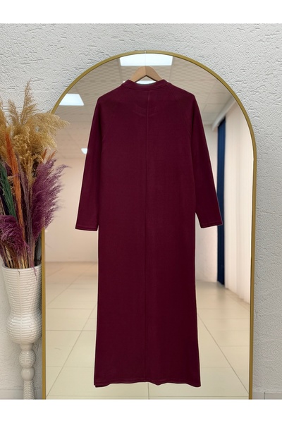 MİHRA STORE Φόρεμα Candella Reglan με μανίκια-AS4102 Βουργουνδία