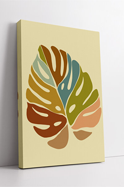 KOSS Dijital Tablou de pânză boho cu model de frunze de Monstera colorate Dec...