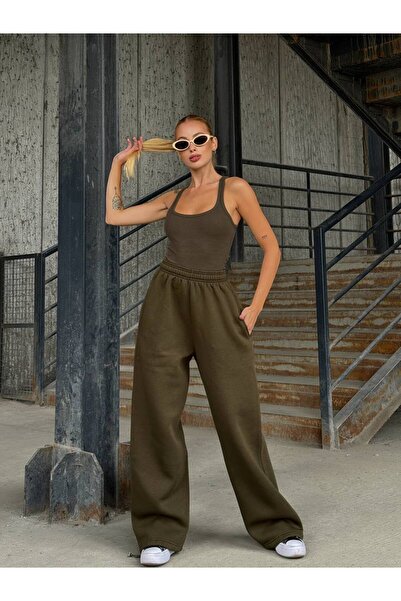 b buhari bykoc High Waist Elasticated Leg Double Pocket 3 Thread Sweatpants