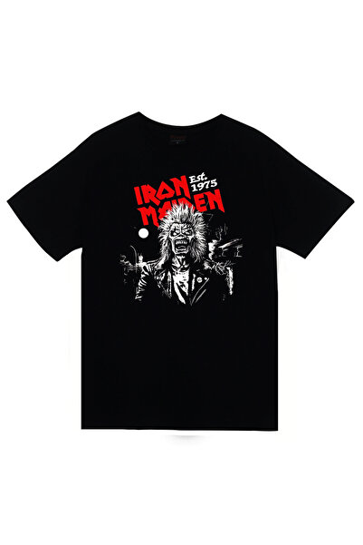 fame-stoned Iron Maiden - Metal - Music Band Printed Unisex 100% Cotton Black T-Shirt