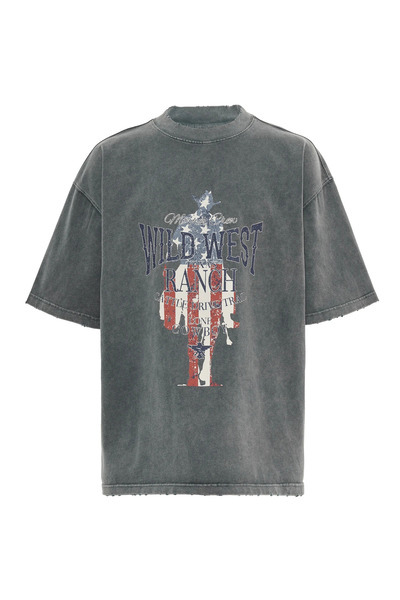 MORREZ Wild West Antrasit Yıkamalı T-Shirt