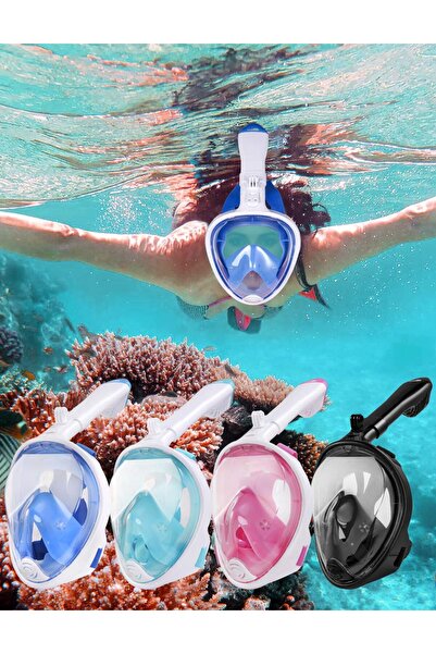 Generic Snorkeling Full Face Mask Foldable Easy Breathe Seaview 180 Newest Snorkel Set for Adults Kids, S/M