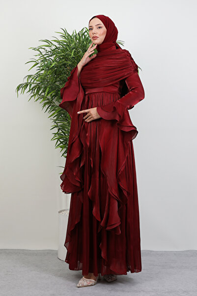 Lamia Giyim Ebru Yoryo Abiye Bordo